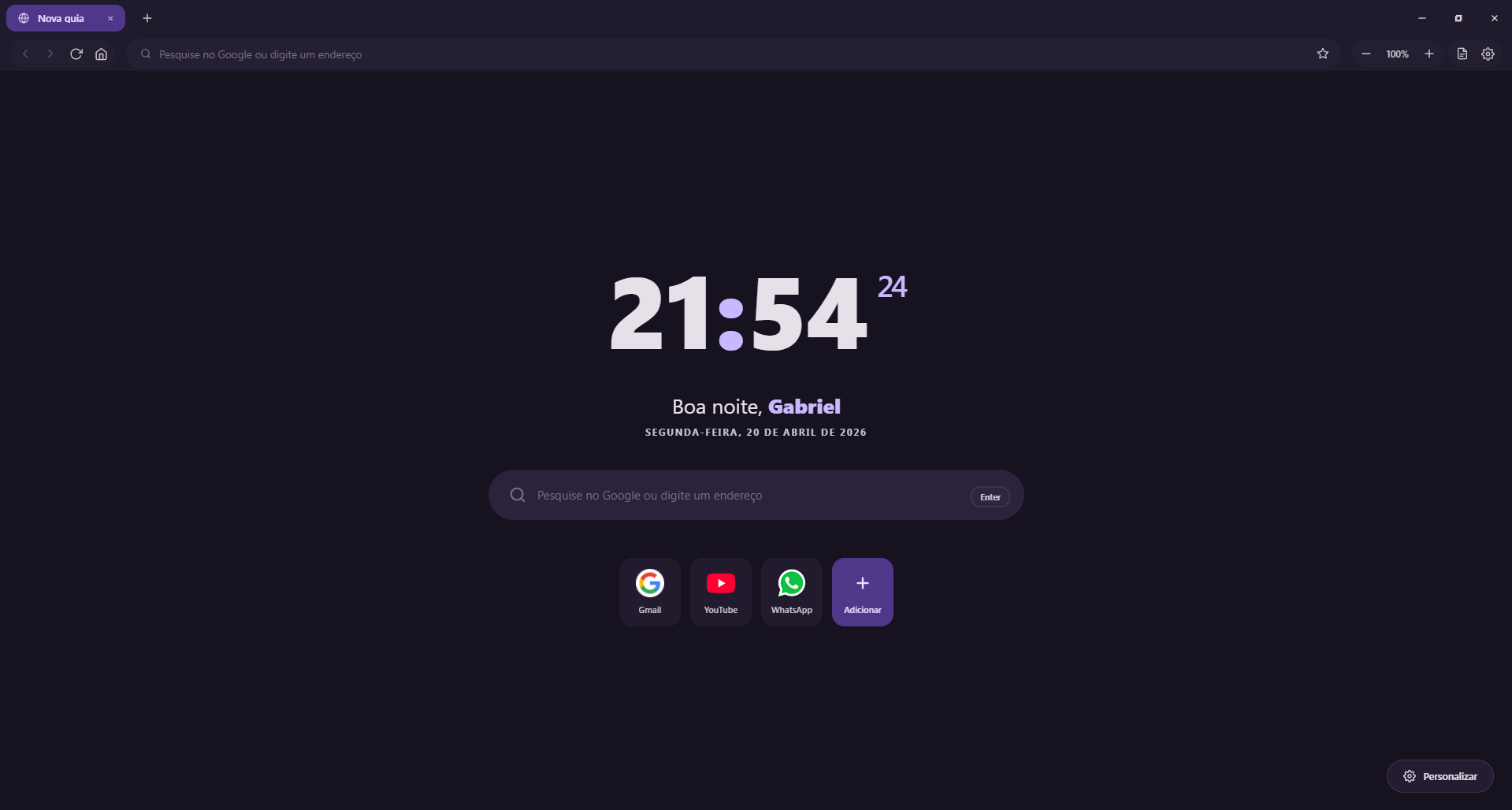 Captura de tela do Fluxora: Sem distrações