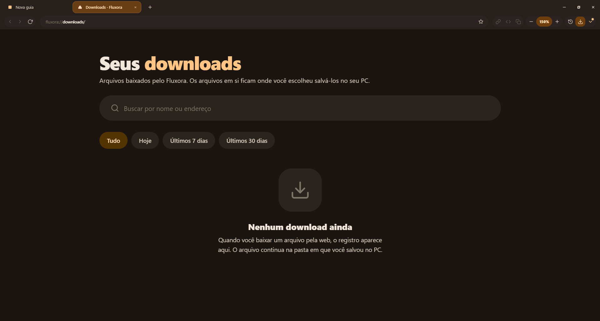 Captura de tela do Fluxora: Downloads